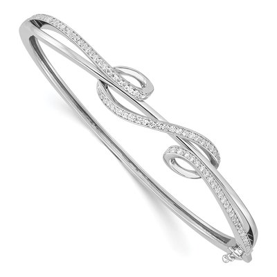 Sterling Silver CZ Hinged Bangle Bracelet