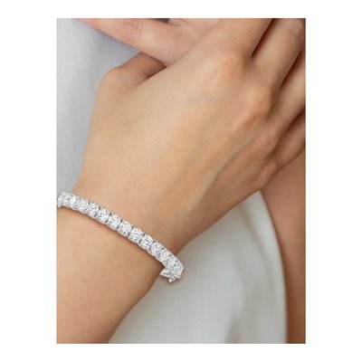 Sterling Silver CZ Hinged Bangle Bracelet – view 4
