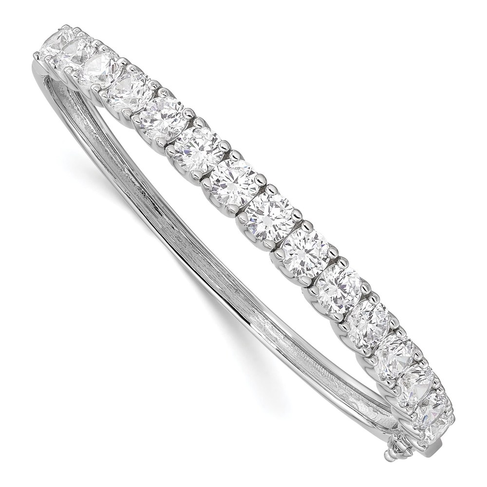 Sterling Silver CZ Hinged Bangle Bracelet
