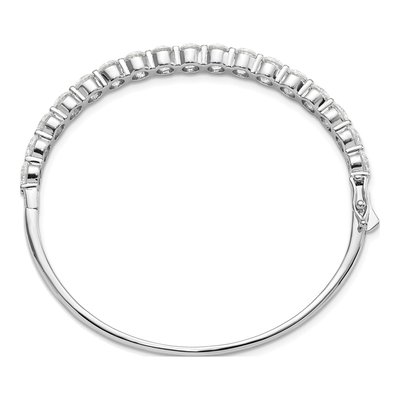 Sterling Silver CZ Hinged Bangle Bracelet – view 2