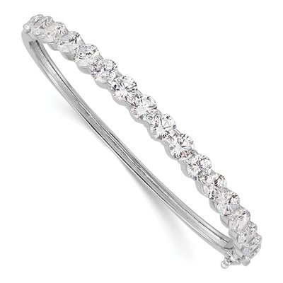 Sterling Silver CZ Hinged Bangle Bracelet