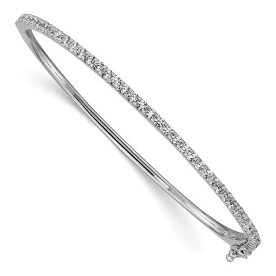 Sterling Silver CZ Hinged Bangle Bracelet