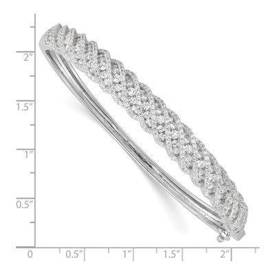 Sterling Silver CZ Hinged Bangle Bracelet – view 2