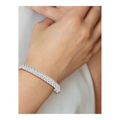 Sterling Silver CZ Hinged Bangle Bracelet – view 3