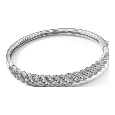 Sterling Silver CZ Hinged Bangle Bracelet – view 4