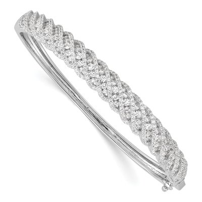 Sterling Silver CZ Hinged Bangle Bracelet