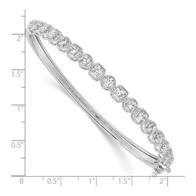 Sterling Silver CZ Hinged Bangle Bracelet – view 3