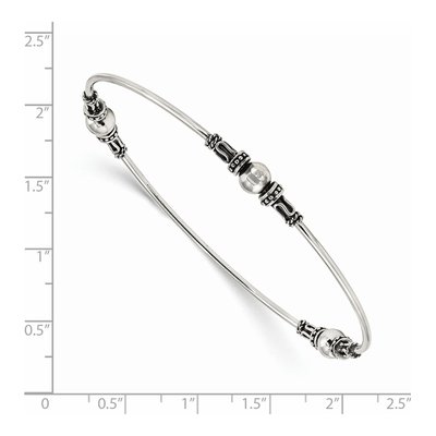 Sterling Silver Antiqued Beaded Slip-On Bangle Bracelet – view 4