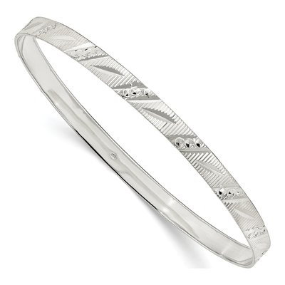 Sterling Silver Diamond-Cut Slip-On Bangle Bracelet