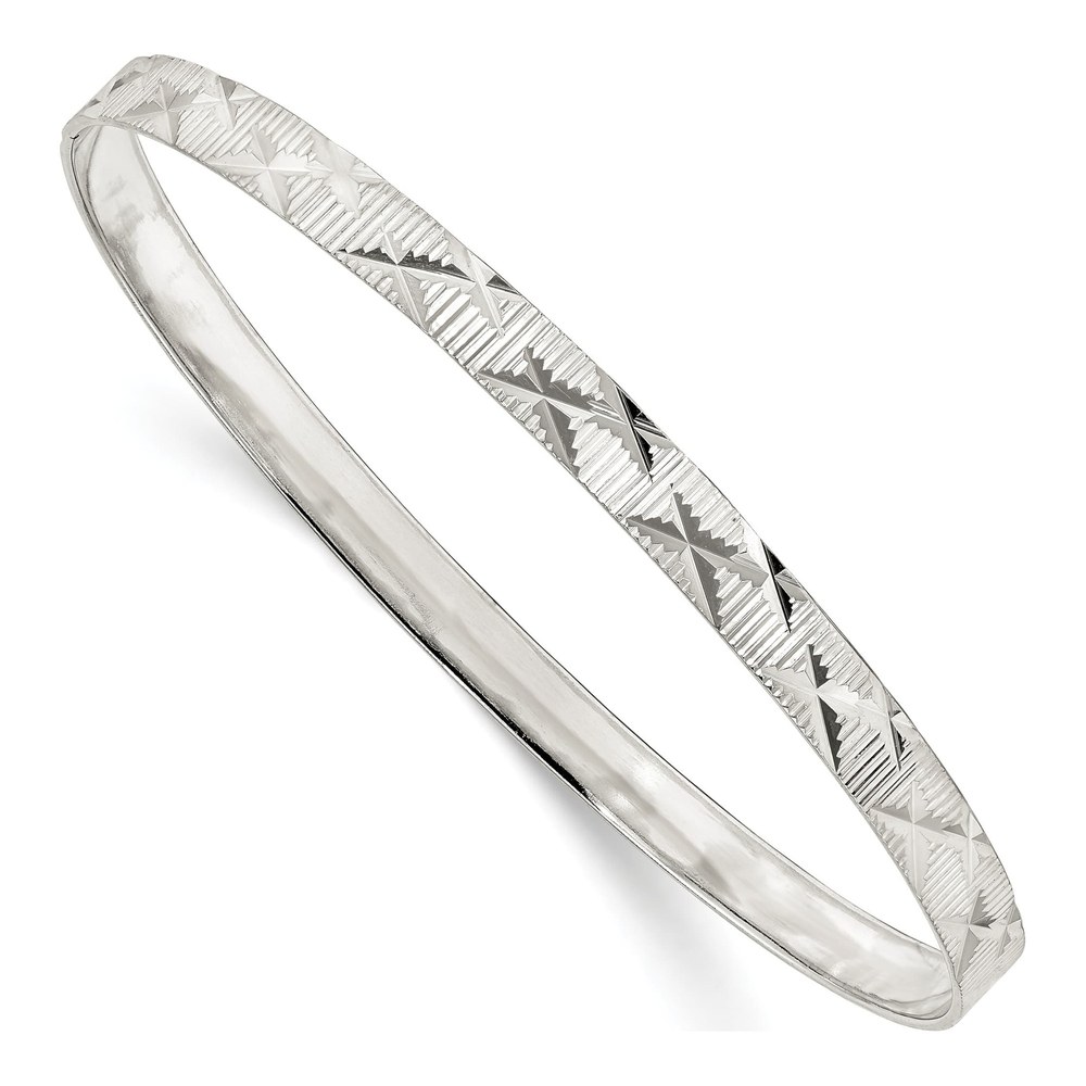 Sterling Silver Diamond-Cut Slip-On Bangle Bracelet