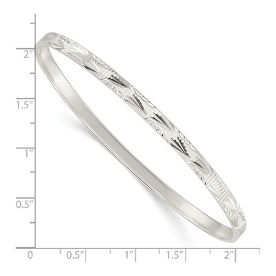Sterling Silver Diamond-Cut Slip-On Bangle Bracelet – view 4