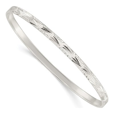 Sterling Silver Diamond-Cut Slip-On Bangle Bracelet