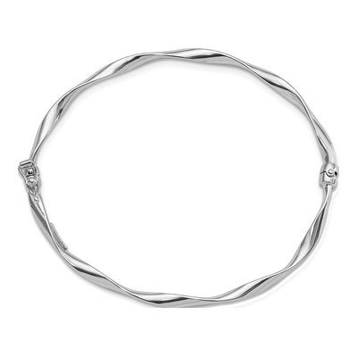 Sterling Silver Twisted Hinged Bangle Bracelet – view 2