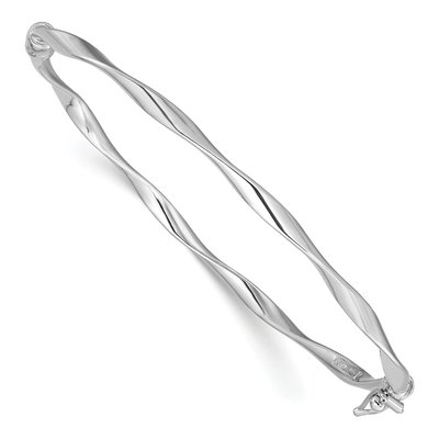 Sterling Silver Twisted Hinged Bangle Bracelet