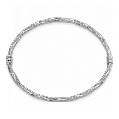 Sterling Silver Twisted Hinged Bangle Bracelet – view 2