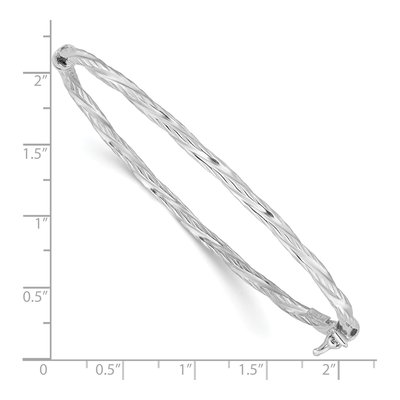 Sterling Silver Twisted Hinged Bangle Bracelet – view 3