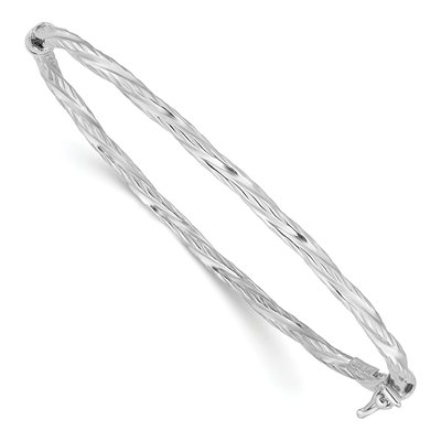 Sterling Silver Twisted Hinged Bangle Bracelet