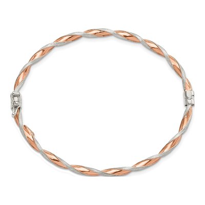 Rose Gold-Plated Sterling Silver Twisted Hinged Bangle Bracelet – view 3