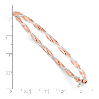 Rose Gold-Plated Sterling Silver Twisted Hinged Bangle Bracelet – view 4