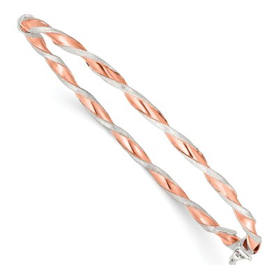 Rose Gold-Plated Sterling Silver Twisted Hinged Bangle Bracelet