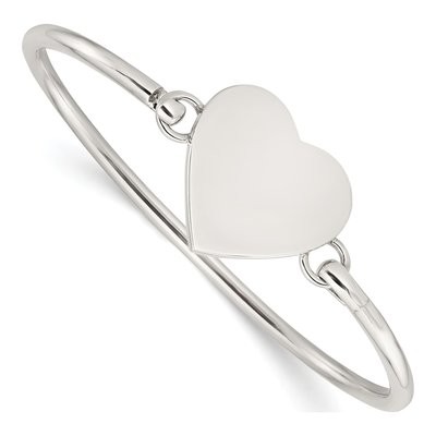 Sterling Silver Heart Bangle Bracelet