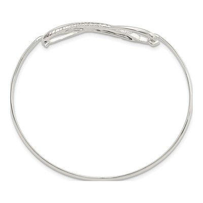 Sterling Silver Infinity Feather Bangle Bracelet – view 3