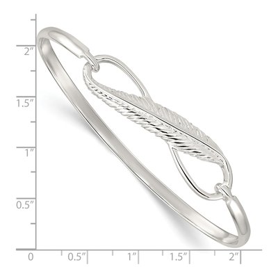Sterling Silver Infinity Feather Bangle Bracelet – view 4