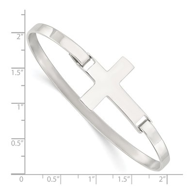 Sterling Silver Sideways Cross Bangle Bracelet – view 4