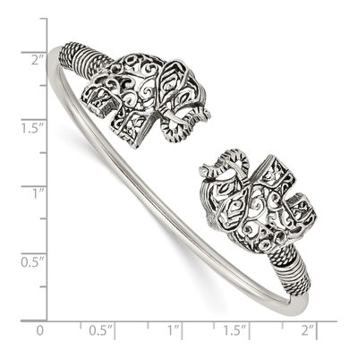 Sterling Silver Filigree Elephant Cuff Bracelet – view 4
