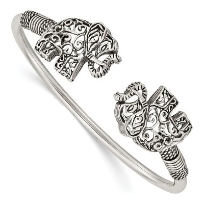 Sterling Silver Filigree Elephant Cuff Bracelet