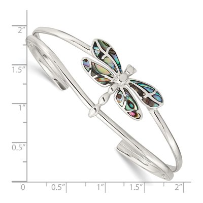 Sterling Silver Abalone Dragonfly Cuff Bracelet – view 3