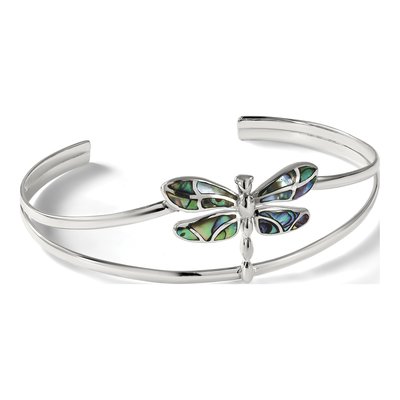 Sterling Silver Abalone Dragonfly Cuff Bracelet – view 5