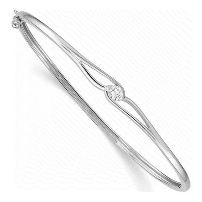 Sterling Silver CZ Hinged Bangle Bracelet