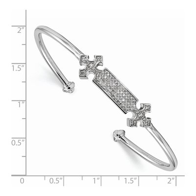 Sterling Silver CZ Cross Cuff Bracelet – view 2