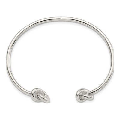 Sterling Silver Knotted Ends Cuff Bracelet – view 3