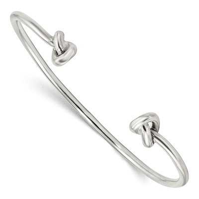 Sterling Silver Knotted Ends Cuff Bracelet