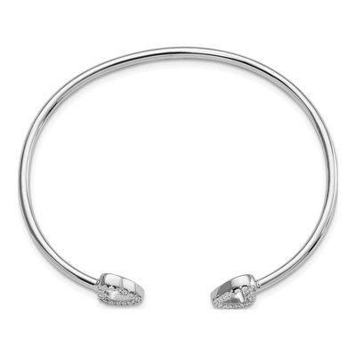 Sterling Silver CZ Heart Cuff Bracelet – view 3