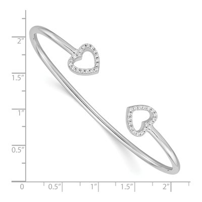Sterling Silver CZ Heart Cuff Bracelet – view 4