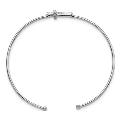 Sterling Silver CZ Cross Cuff Bracelet – view 3