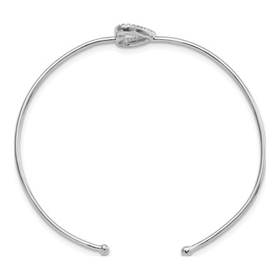 Sterling Silver CZ Heart Cuff Bracelet – view 3
