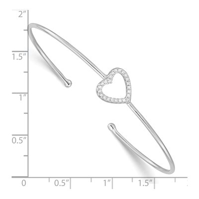 Sterling Silver CZ Heart Cuff Bracelet – view 4