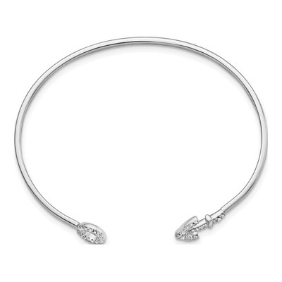 Sterling Silver CZ Anchor Cuff Bracelet – view 3