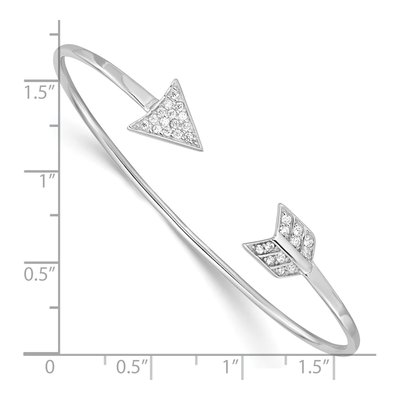 Sterling Silver CZ Arrow Cuff Bracelet – view 4