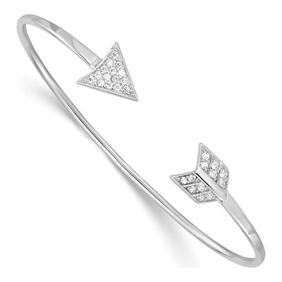 Sterling Silver CZ Arrow Cuff Bracelet