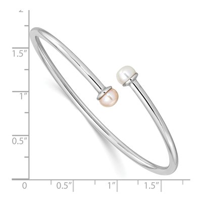 Girls' Sterling Silver Pink & White Pearl Bangle – view 3