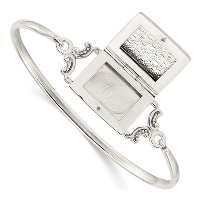 Sterling Silver Rectangular Locket Bangle Bracelet – view 3