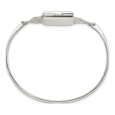 Sterling Silver Rectangular Locket Bangle Bracelet – view 2
