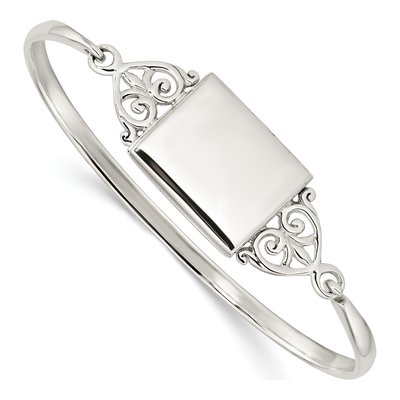 Sterling Silver Rectangular Locket Bangle Bracelet
