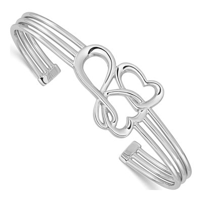 Sterling Silver Hearts Infinity Cuff Bracelet
