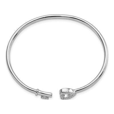 Sterling Silver CZ Heart Key Cuff Bracelet – view 3